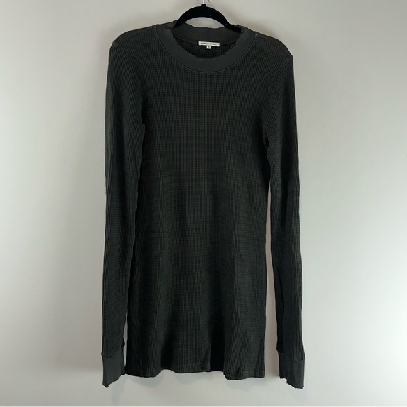 Cotton Citizen Dresses & Skirts - Cotton Citizen Waffle Knit Black Women’s Long Sleeve Shirt Dress Size M